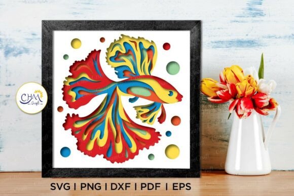 3D Betta Fish Shadow Box SVG: A 3D SVG for Other Brands