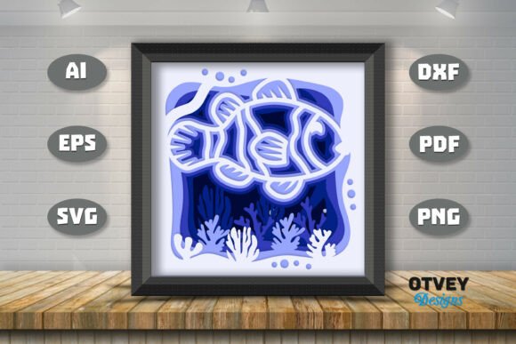 Clown Fish 3D SVG for Shadow Boxes & Web