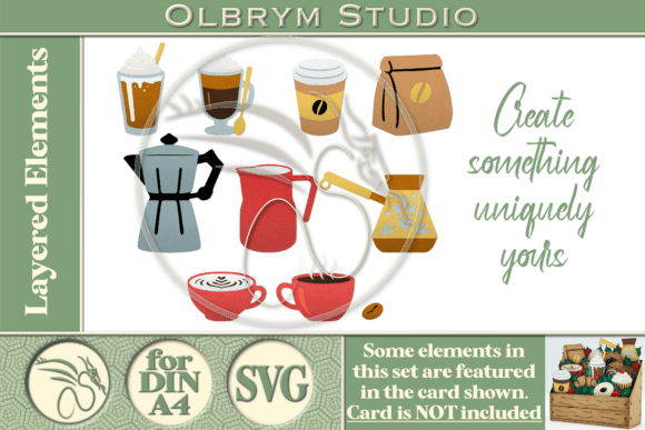 Coffee Layered SVG Elements Set: 3D SVG for Pop-Up Cards