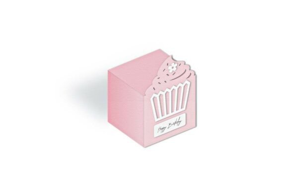 Cutout Cupcake Birthday Favour Cube Box: 3D SVG for Birthdays