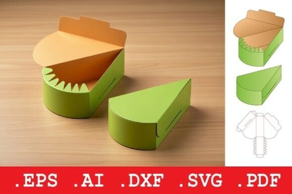 Folding Wedge Pie Retail Box: 3D SVG for Objects