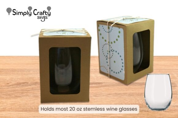 Large Stemless Wine Glass Box SVG: 3D Gift Boxes