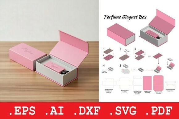 Luxury Magnetic Rigid Perfume Box Dielin: 3D SVG Objects