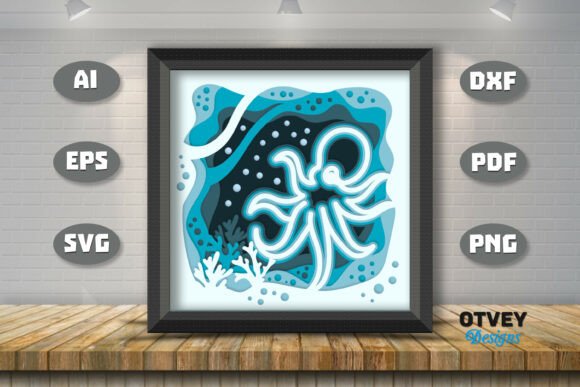 Octopus 3D SVG: A Review for Shadow Boxes & Web