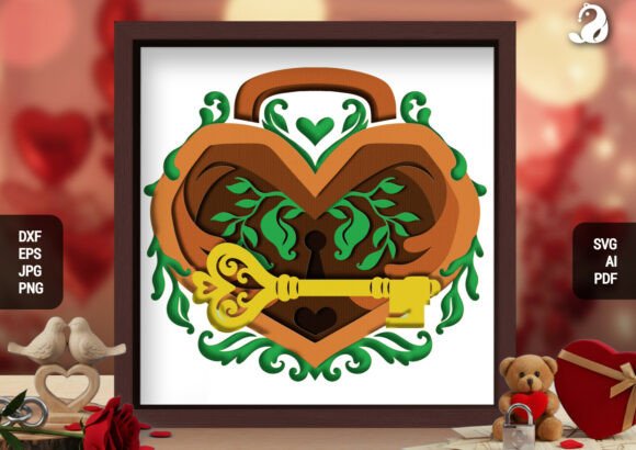 Romantic Heart Lock 3D Shadow Box SVG Review
