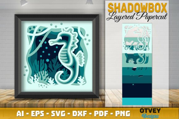 Sea Horse 3D SVG for Shadow Boxes & Etsy Sales