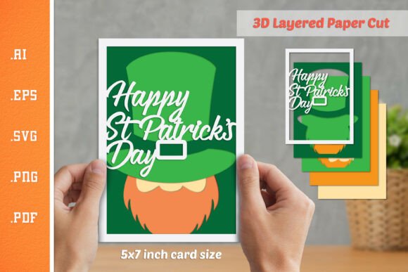 St Patricks Day 3D Paper Cut Graphics for Crafts