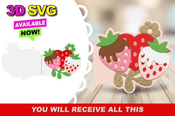 Strawberry Love Card 3D SVG for Valentine S Day