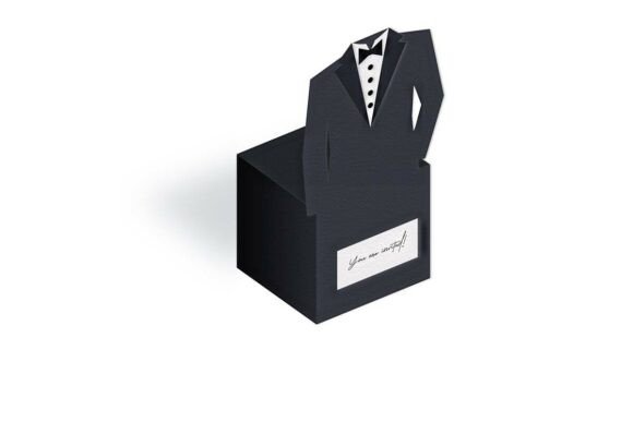 Tuxedo Wedding Favour Cube: 3D SVG Gift Boxes